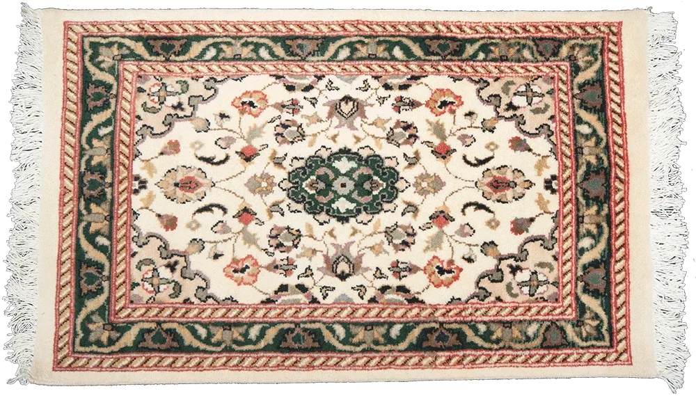 White Olive Green Kashan Rug